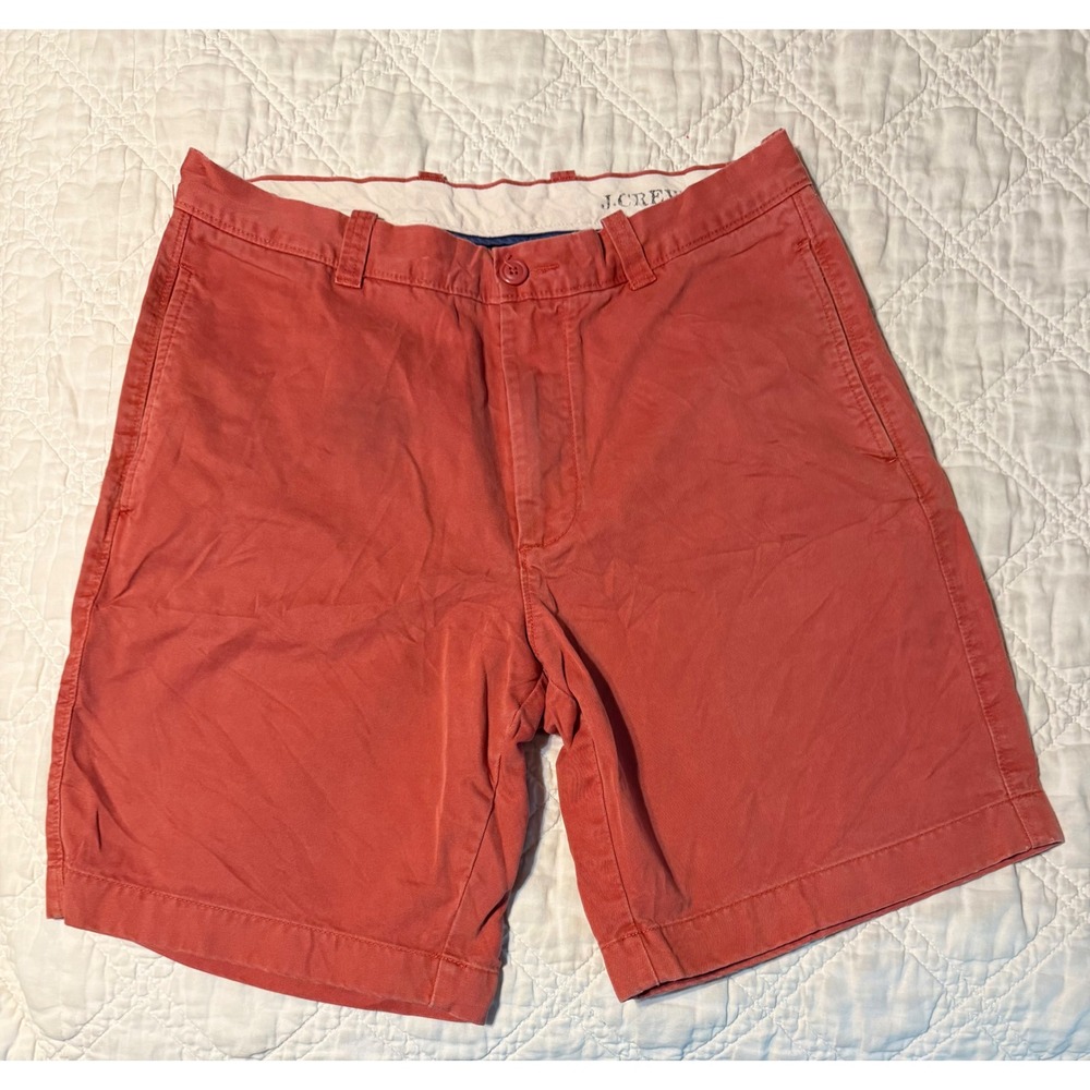 J.Crew Chino Shorts Mens 32 Red Broken-In Regular Fit 100% Cotton 9" Inseam
